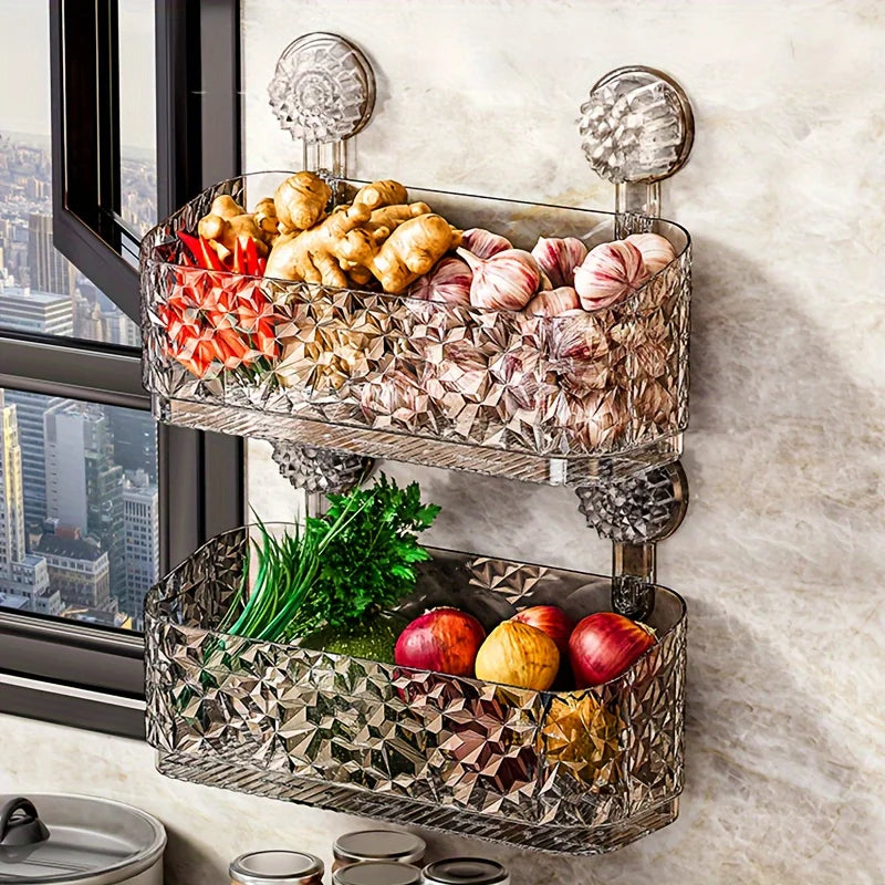 Suction Cup Bathroom Shelf No Drill Wall Mount Corner Shower Shelf Shampoo Holder Shower Caddy Drain Basket Bathroom Organizer