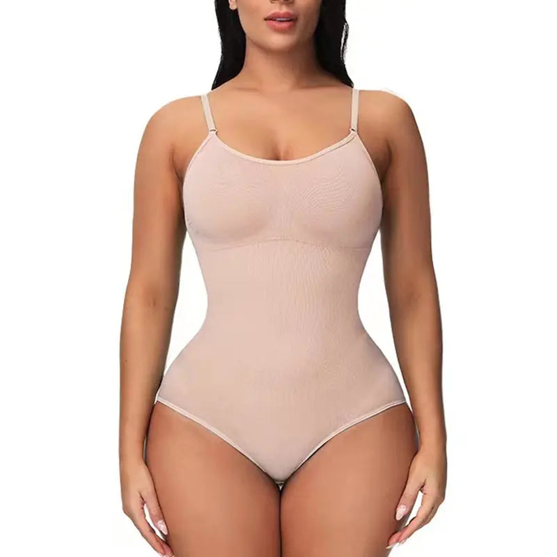 Super Sale V-Neck Spaghetti Strap Compression Bodysuit