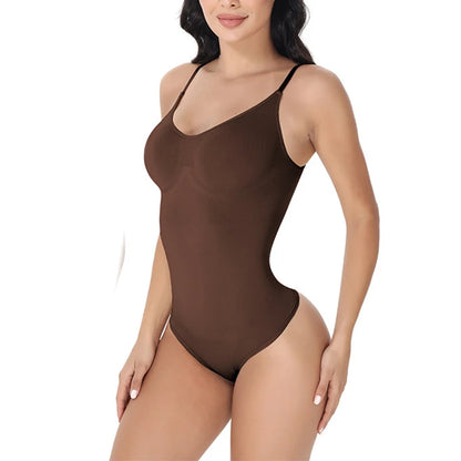 Super Sale V-Neck Spaghetti Strap Compression Bodysuit