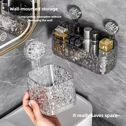 Suction Cup Bathroom Shelf No Drill Wall Mount Corner Shower Shelf Shampoo Holder Shower Caddy Drain Basket Bathroom Organizer