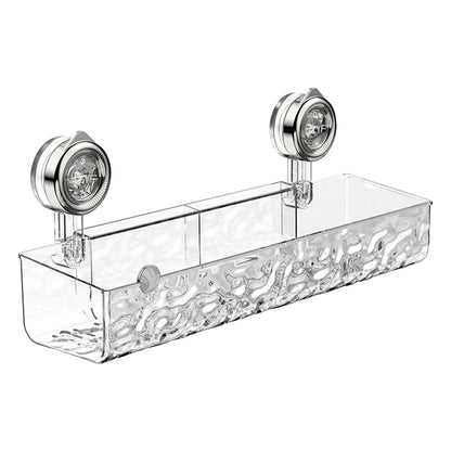 Suction Cup Shelf Glacier Pattern Wall Mounted Organizer Shelf Multifunctional No Drill Clear Wall Caddy for Bathroom Kitchen