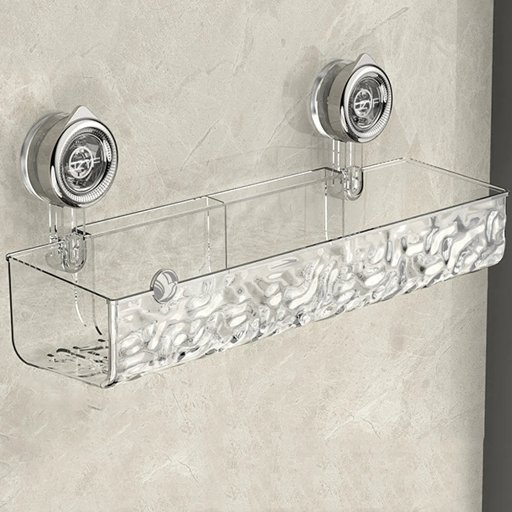 Suction Cup Shelf Glacier Pattern Wall Mounted Organizer Shelf Multifunctional No Drill Clear Wall Caddy for Bathroom Kitchen
