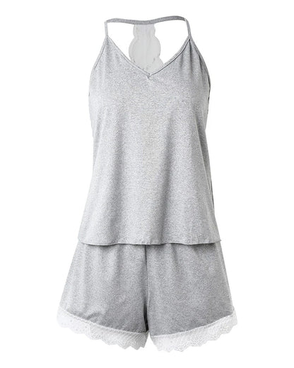 Women’s Crochet Lace Sleeveless Pajama Set