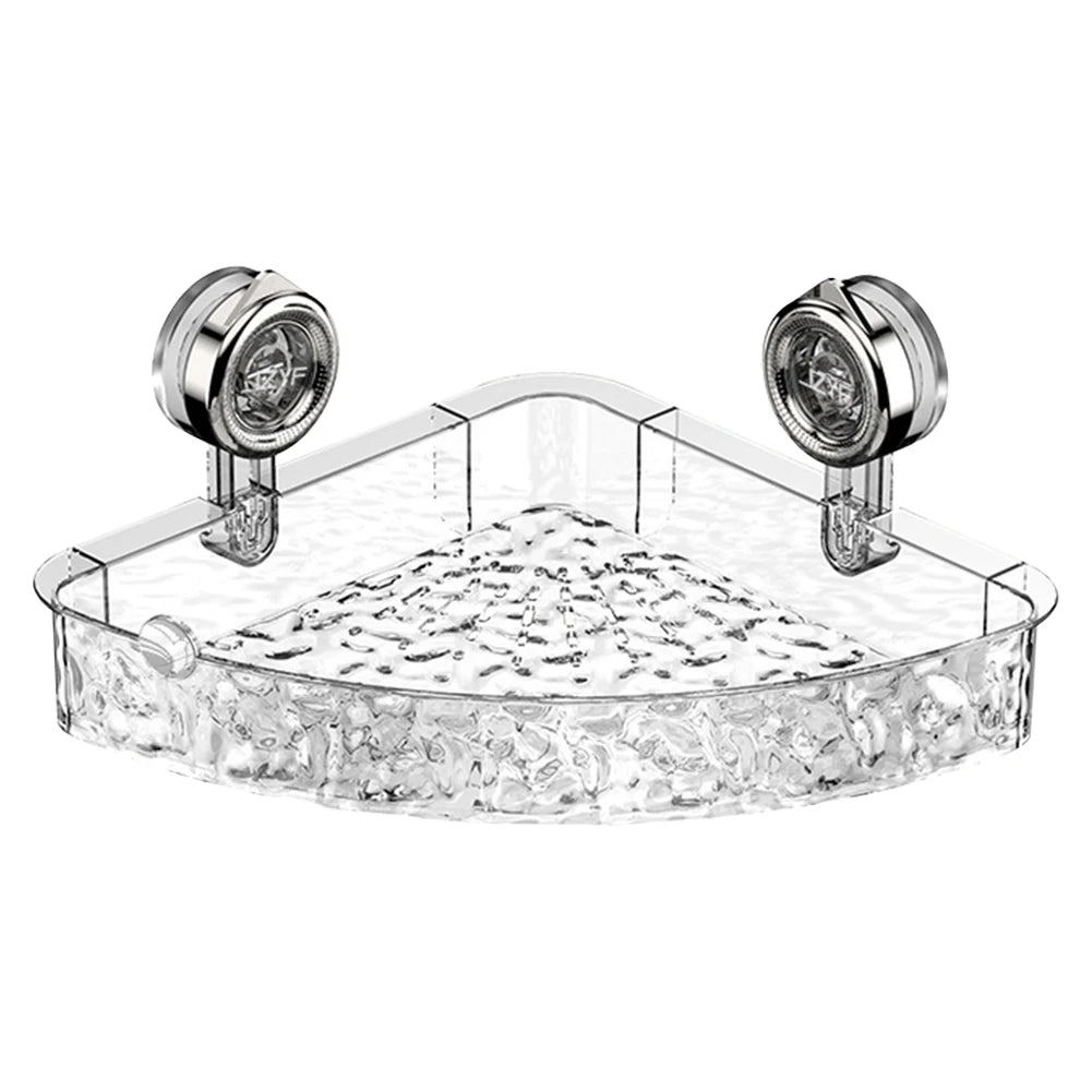 Suction Cup Shelf Glacier Pattern Wall Mounted Organizer Shelf Multifunctional No Drill Clear Wall Caddy for Bathroom Kitchen