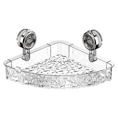 Suction Cup Shelf Glacier Pattern Wall Mounted Organizer Shelf Multifunctional No Drill Clear Wall Caddy for Bathroom Kitchen