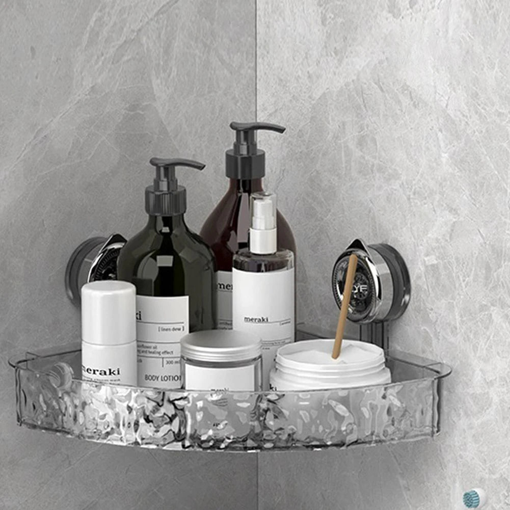Suction Cup Shelf Glacier Pattern Wall Mounted Organizer Shelf Multifunctional No Drill Clear Wall Caddy for Bathroom Kitchen