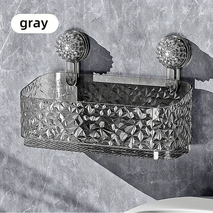 Suction Cup Bathroom Shelf No Drill Wall Mount Corner Shower Shelf Shampoo Holder Shower Caddy Drain Basket Bathroom Organizer