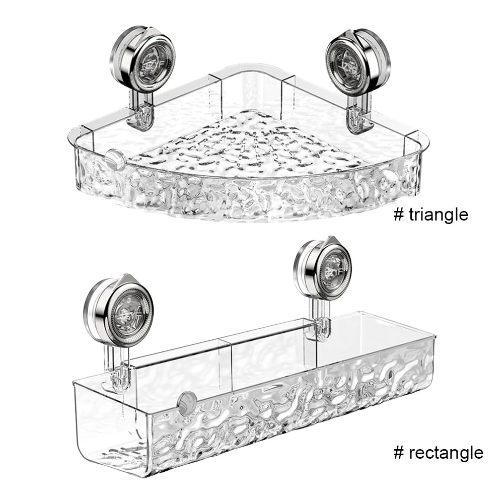 Suction Cup Shelf Glacier Pattern Wall Mounted Organizer Shelf Multifunctional No Drill Clear Wall Caddy for Bathroom Kitchen