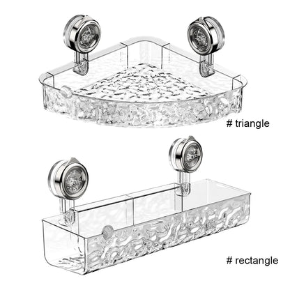Suction Cup Shelf Glacier Pattern Wall Mounted Organizer Shelf Multifunctional No Drill Clear Wall Caddy for Bathroom Kitchen