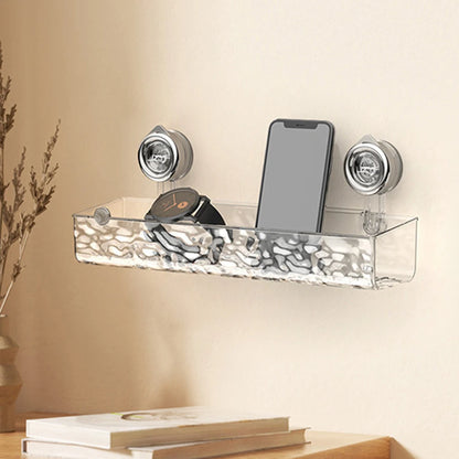 Suction Cup Shelf Glacier Pattern Wall Mounted Organizer Shelf Multifunctional No Drill Clear Wall Caddy for Bathroom Kitchen